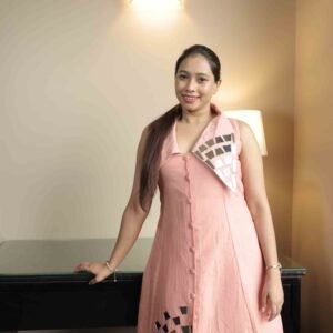 BLUSH PINK COLARED MIRROR DRESS