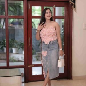 FLORAL TUBE TOP WITH FLORAL DENIM SKIRTSS