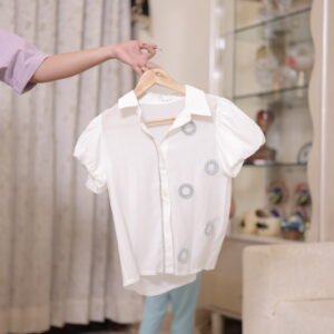 White Casual Embroidered Shirt
