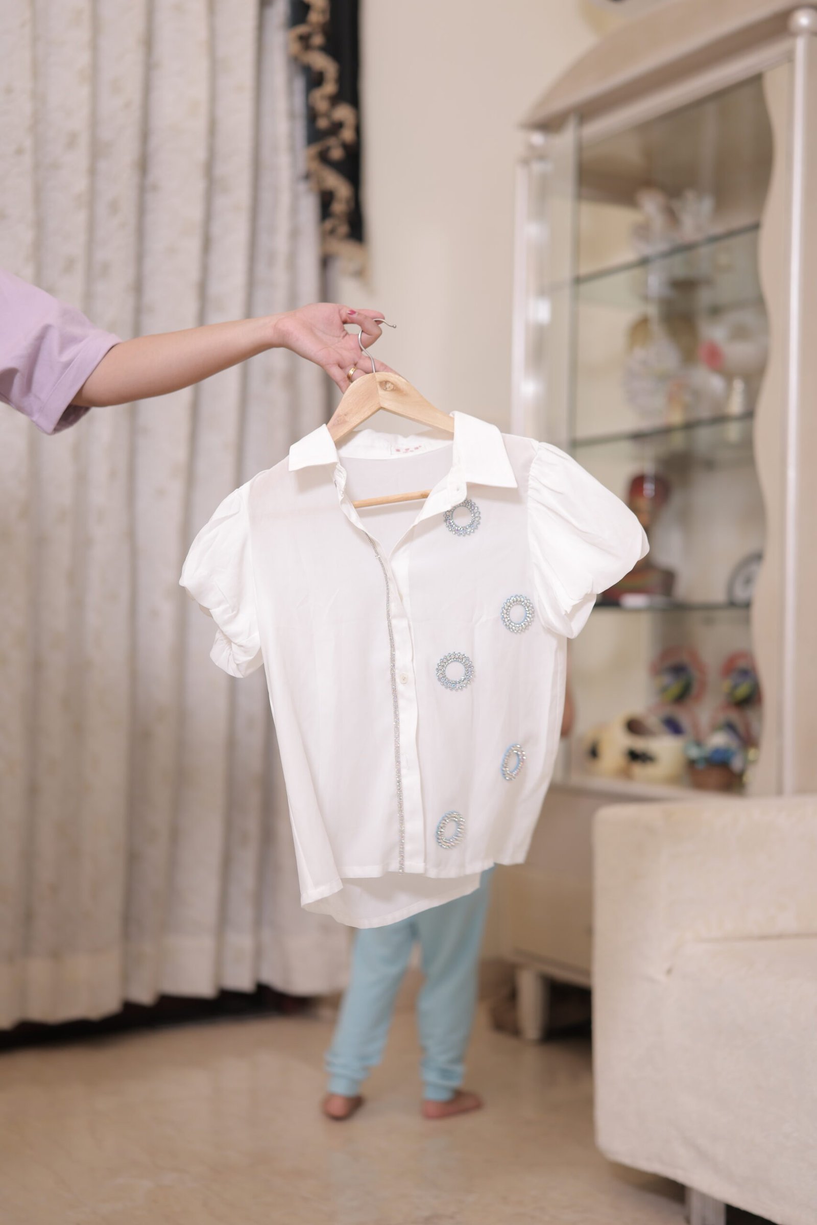 White Casual Embroidered Shirt
