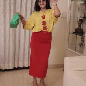 Mustard Yellow Embroidered Relaxed Fit Top