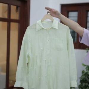 Mint Green Embellished Button-Down Shirt